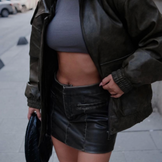 Suni Deri Pilot Ceket