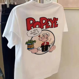 Baskılı Oversize Bisiklet Yaka T-shirt - Beyaz