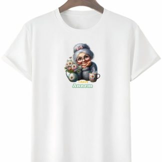 Anneler Gününe Özel Tasarım Canım Annem Baskılı T-shirt - Beyaz