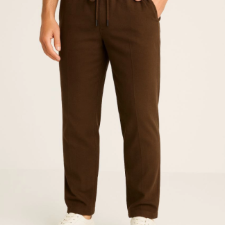 Erkek Keten Pantolon – Cepli, Beli Lastikli Ve Bağcıklı, Nefes Alan Rahat Kalıp, Yazlık Ve Baharlık Günlük Giyim, Şık - Konforlu Boru Paça Model - Kahverengi