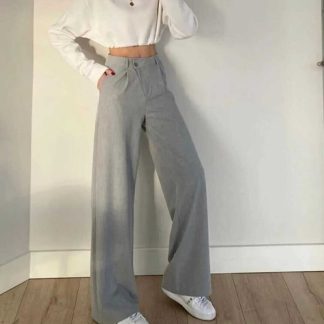 mor butik MOR BUTİK KADIN GRİ PALAZZO PANTOLON XP010001