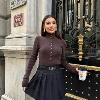 TOFİX textile triko dik yaka çıtçıt düğmeli kadın triko kazak - Fiyatı, Yorumları