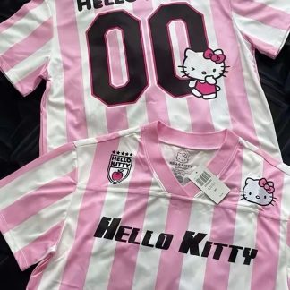 Violon Pembe Beyaz V Yaka Çubuklu Jersey Hello Kitty T-Shirt - Fiyatı, Yorumları