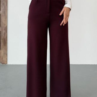 BİKELİFE Kadın Bordo Likralı Palazzo Salaş Geniş Paça Pantolon - Fiyatı, Yorumları