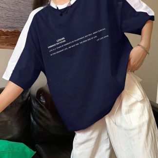 CLAYES Leisure Future Parçalı Süprem T-Shirt - Lacivert Beyaz Oversize Bisiklet Yaka Kısa Kol Tişört - Fiyatı, Yorumları