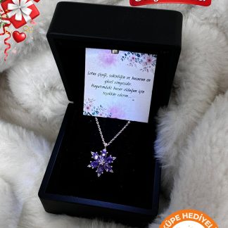 Lucente Jewellery Luxury Serisi Işıklı Hediye Kutulu 925 Ayar Rose Gümüş Kaplama Özel Tasarım Aşk Lotus Çiçeği Kolye