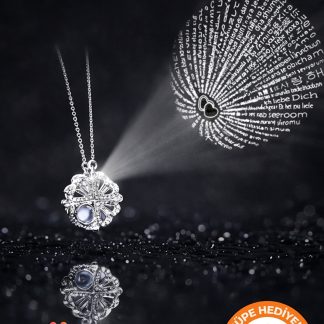 Lucente Jewellery 925 Ayar 100 Dilde Seni Seviyorum Yazan Gümüş Kaplama Hediyelik Sevgili Hediye Aşk Yonca Kalp Kolye