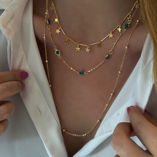 Trendy Butik Üçlü Top Zincir, Nazar Ve Yıldız Detaylı Tek Kolye