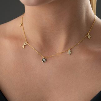 Silvano Jewelry 925 Ayar Şans Gold Gümüş Kolye