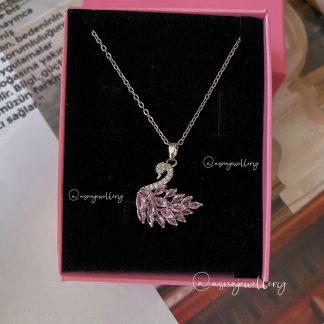 ASNA JEWELLERY Kadın Pembe Kuğulu Pink Swan Taşlı Gümüş Çelik Kolye - Fiyatı, Yorumları