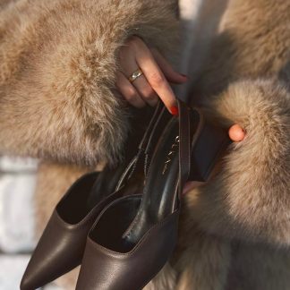 POLKA STORE Acı Kahve Mat Deri Sivri Burunlu Kısa Blok Topuklu Kadın Ayakkabı Blush - Fiyatı, Yorumları