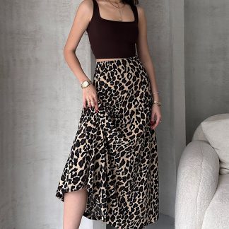 Genel Markalar Leopar Desenli Uzun Bürümcük Kloş Etek - Fiyatı, Yorumları